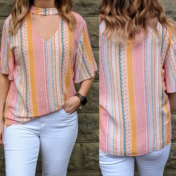 MultiColor Keyhole Cutout Top - Picture 2 of 2